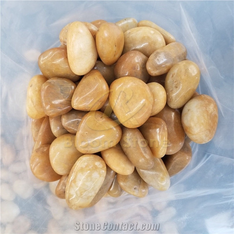 High Polished Yellow Pebble Stone For Landscaping
