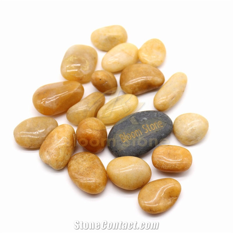 High Polished Yellow Pebble Stone For Landscaping
