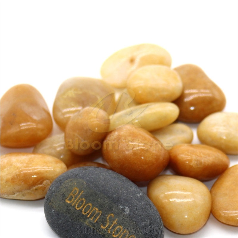 High Polished Yellow Pebble Stone For Landscaping