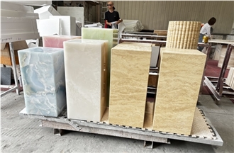 Optimustone Travertine Plinth Finished Stone Interior Furniture