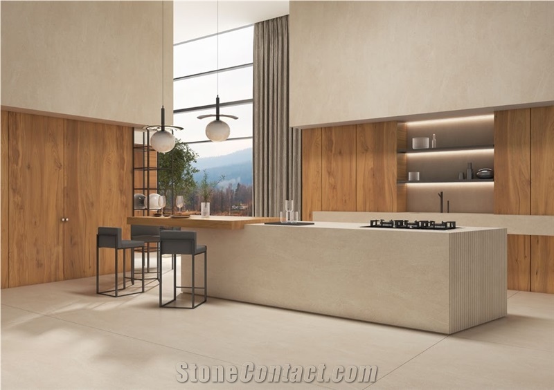 Beige Limestone Honed Sintered Stone Slabs