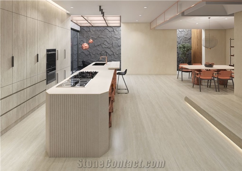 Beige Travertine Honed Sintered Stone Slabs Good For Floor