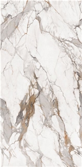 Top Calacatta Gold Marble Sintered Stone Slabs Book Matched