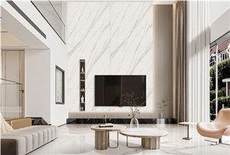 Water Cloud Gauze White Sintered Stone Slabs Book Matched