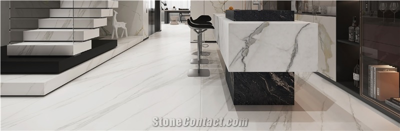 Water Cloud Gauze White Sintered Stone Slabs Book Matched