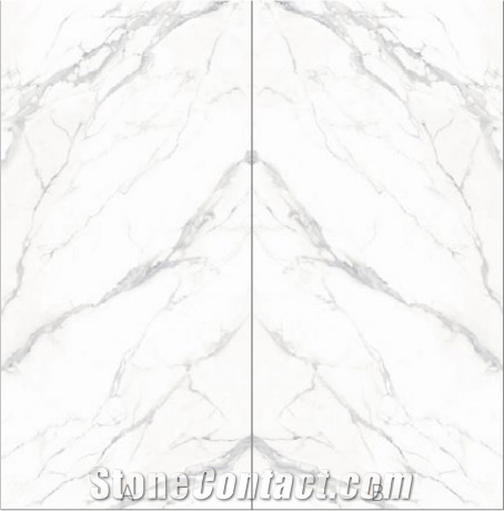 Waterfall White Sintered Stone Slabs Book Mateched