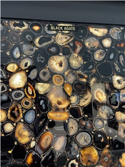Black Agate Semiprecious Stone Slabs