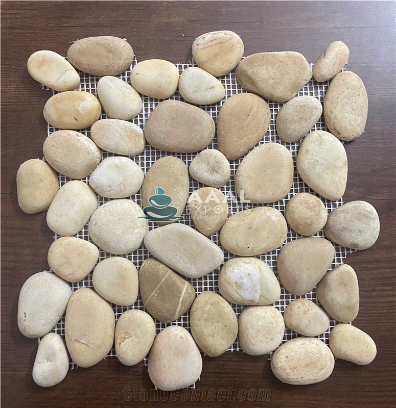 Perfect Tan Yellow Indian Pebble Mosaic