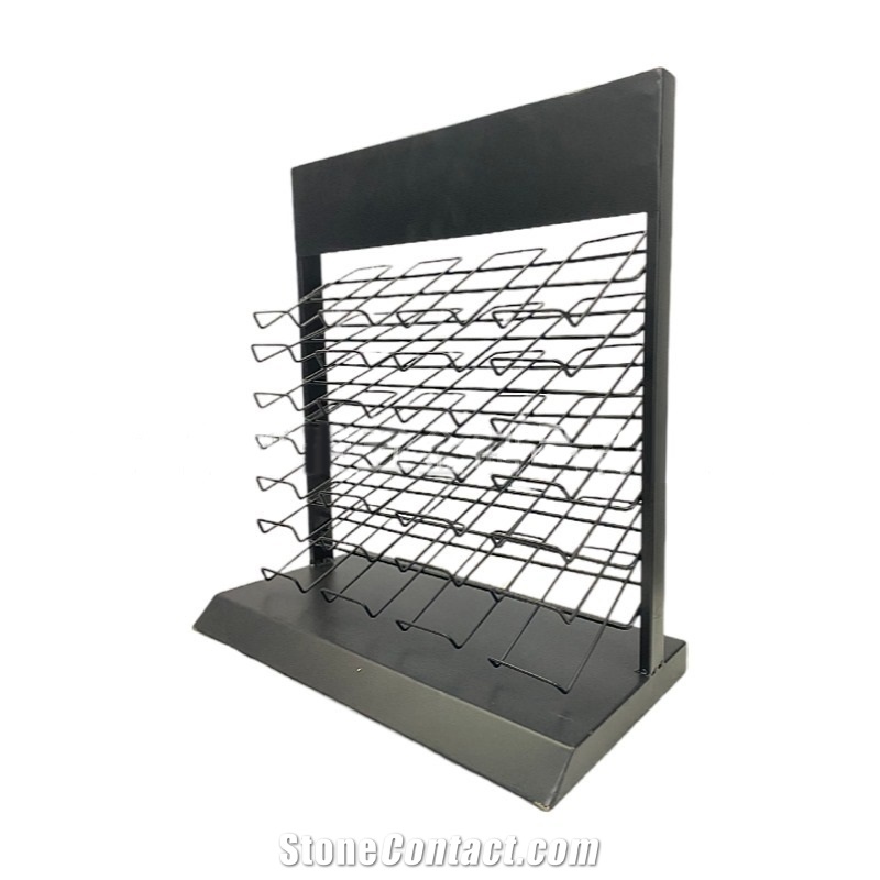 Tile Store Display Rack Multi-Tiered Panel Stainless & Wood