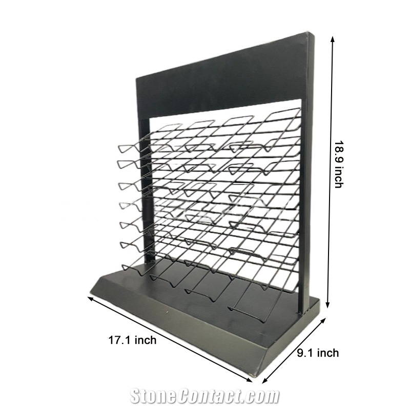 Tile Store Display Rack Multi-Tiered Panel Stainless & Wood