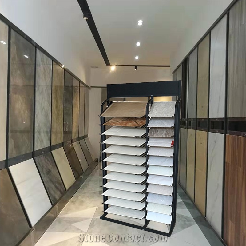 Tile Store Display With Modern Stainless Showroom Stands