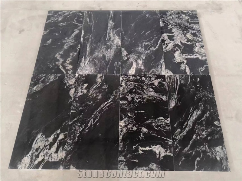 Manhattan Black Polished Granite Stone Slabs Floor Tiles