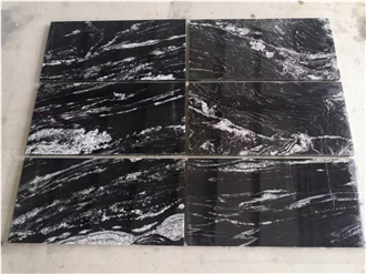 Manhattan Black Polished Granite Stone Slabs Floor Tiles