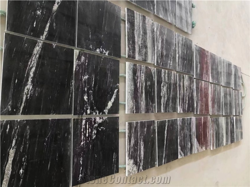 Manhattan Black Polished Granite Stone Slabs Floor Tiles