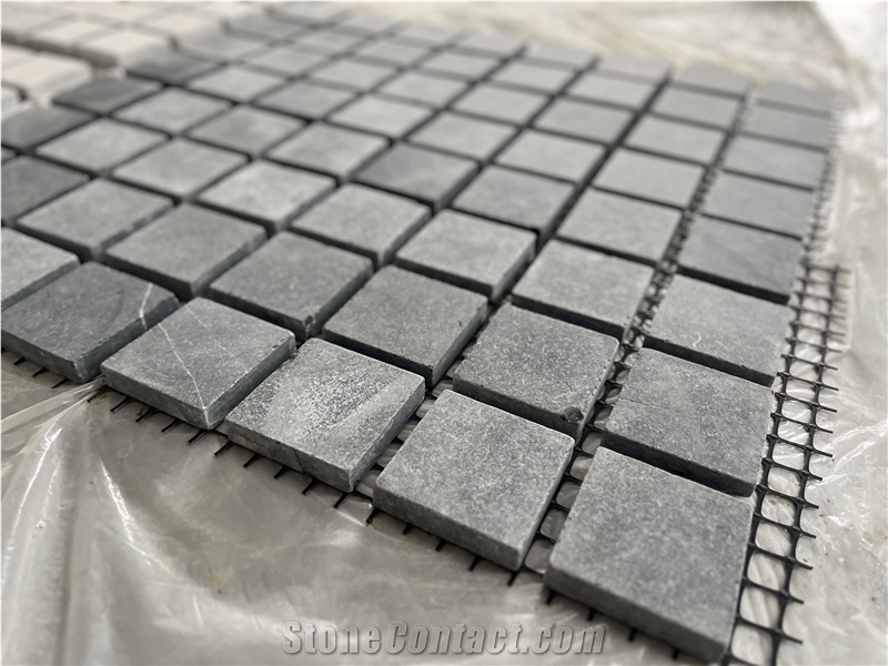 Black Cobble On Mesh Pavers Marble Paver