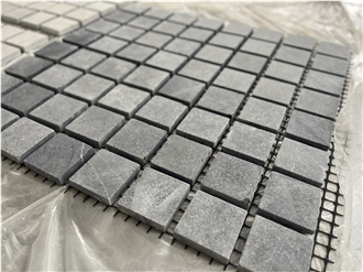 Black Cobble On Mesh Pavers Marble Paver
