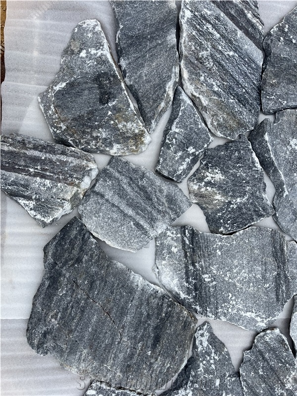 Black Marble Wall Cladding Tumbled Ledge Stone