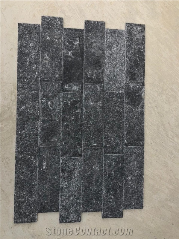 Black Quartzite Waterfall Ledge Stone Cladding Panels