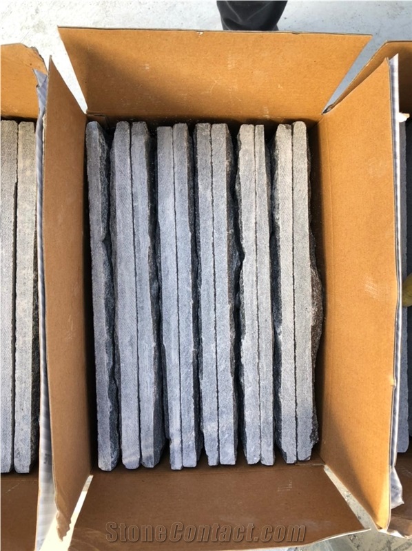 Black Quartzite Waterfall Ledge Stone Cladding Panels