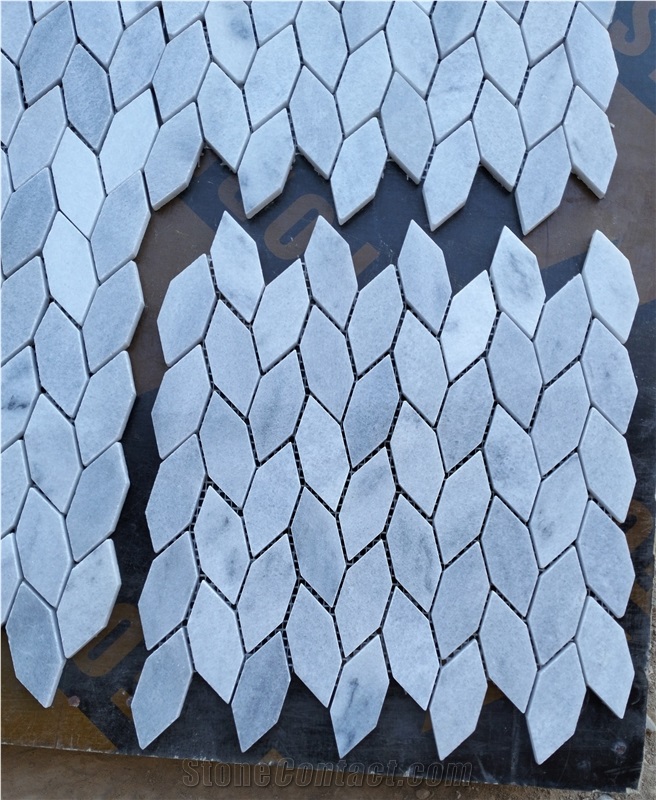Crystal Grey Marble Leaf  Mosaic Design