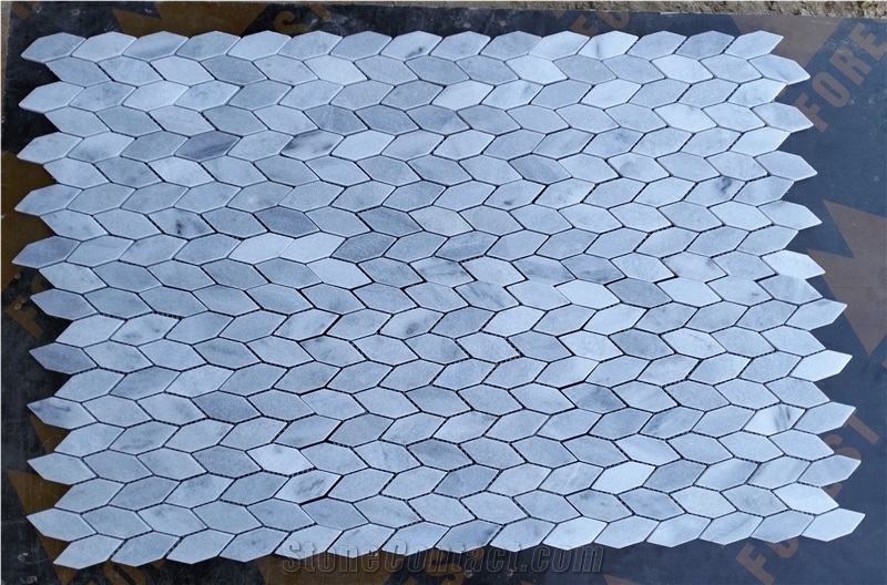 Crystal Grey Marble Leaf  Mosaic Design