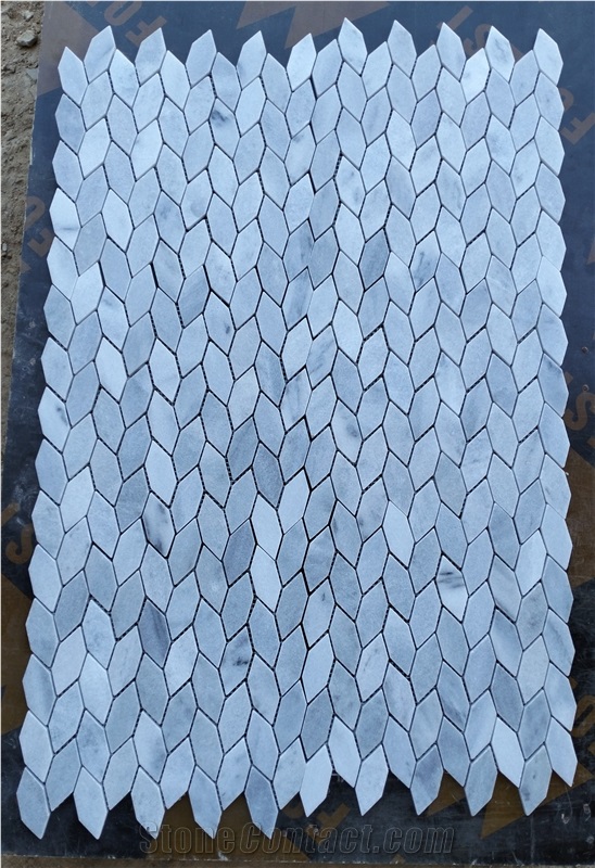 Crystal Grey Marble Leaf  Mosaic Design