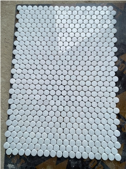 Crystal White Marble Penny Mosaic Design Crystal White Marble Penny Mosaic Design