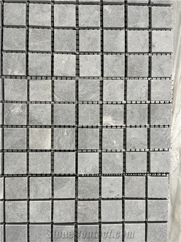 Dark Ocean Cobble Stone On Mesh Veneer Paving