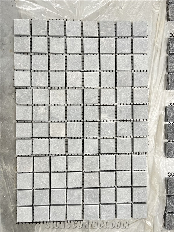 Dark Ocean Cobble Stone On Mesh Veneer Paving