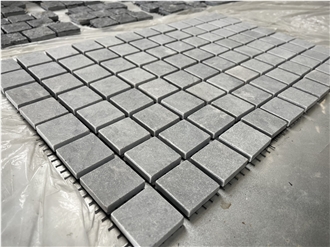 Dark Ocean Cobble Stone On Mesh Veneer Paving
