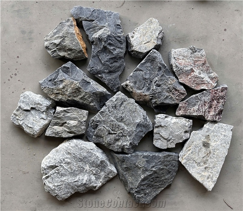 Grey Mix Black Tumbled Marble Wall Cladding, Loose Stone