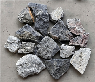 Grey Mix Black Tumbled Marble Wall Cladding, Loose Stone