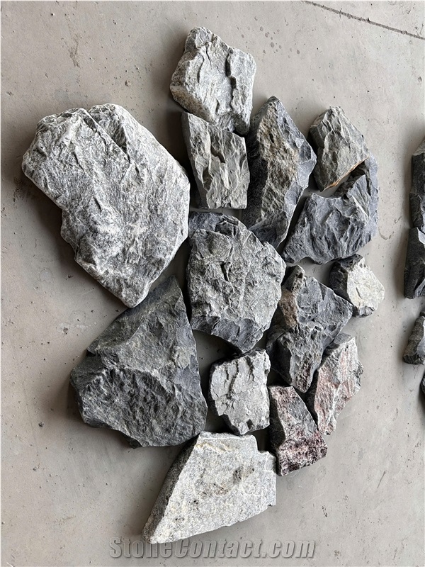 Grey Mix Black Tumbled Marble Wall Cladding, Loose Stone