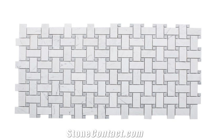 Marble Valentino White Basket Weave Mosaic