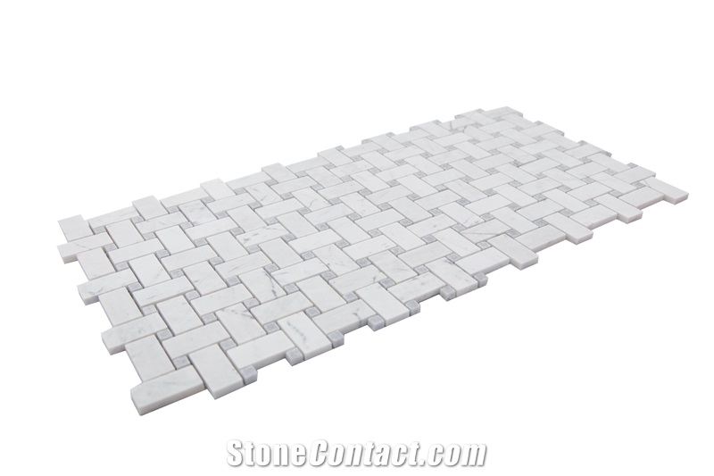 Marble Valentino White Basket Weave Mosaic