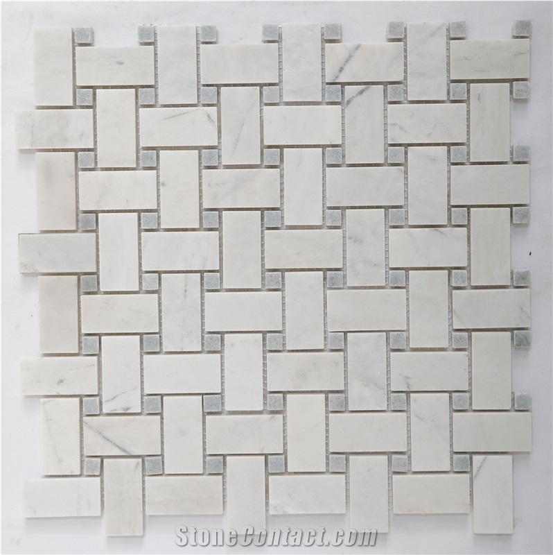 Marble Valentino White Basket Weave Mosaic