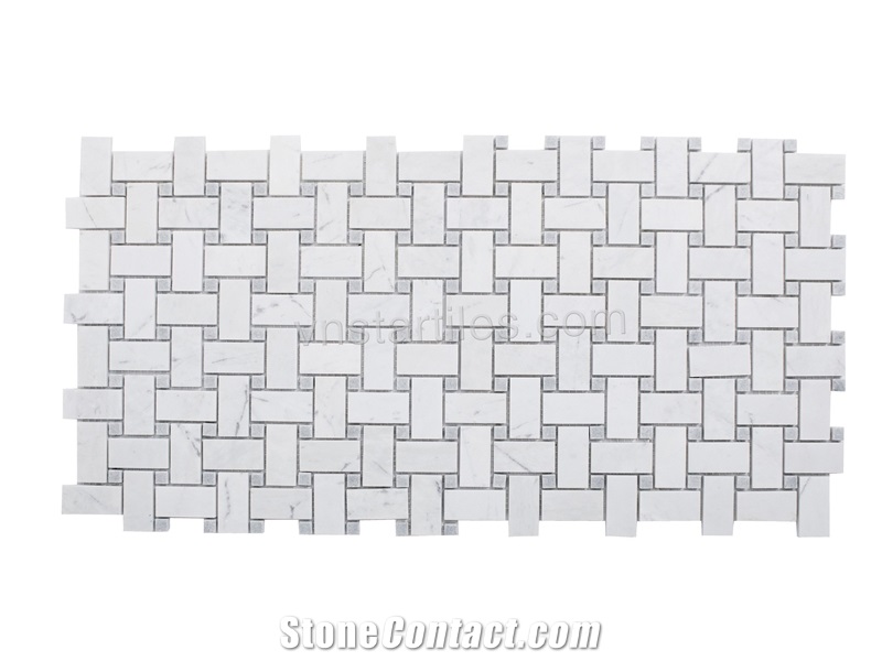Marble Valentino White Basket Weave Mosaic