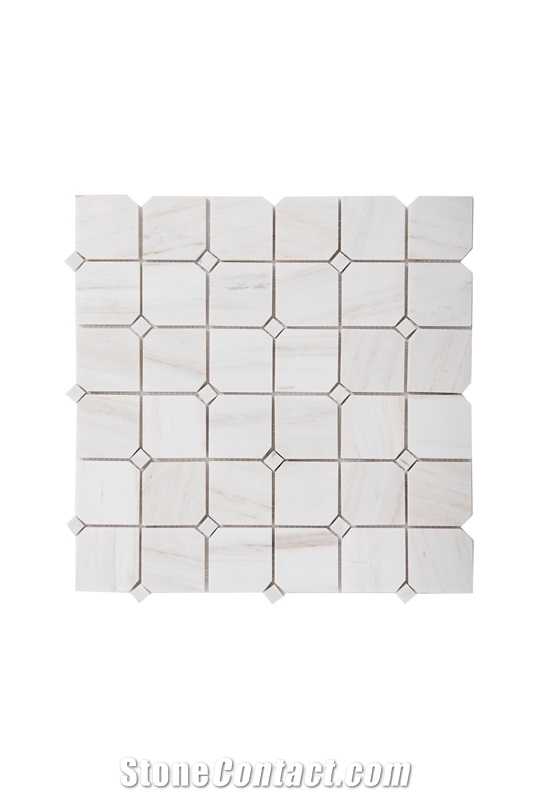 Marble Woden Vein Chipped Square Mosaic