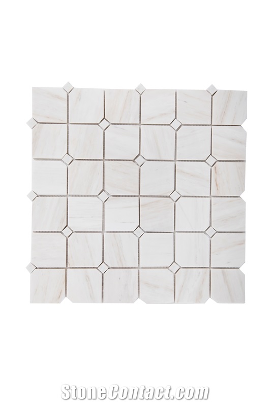 Marble Woden Vein Chipped Square Mosaic