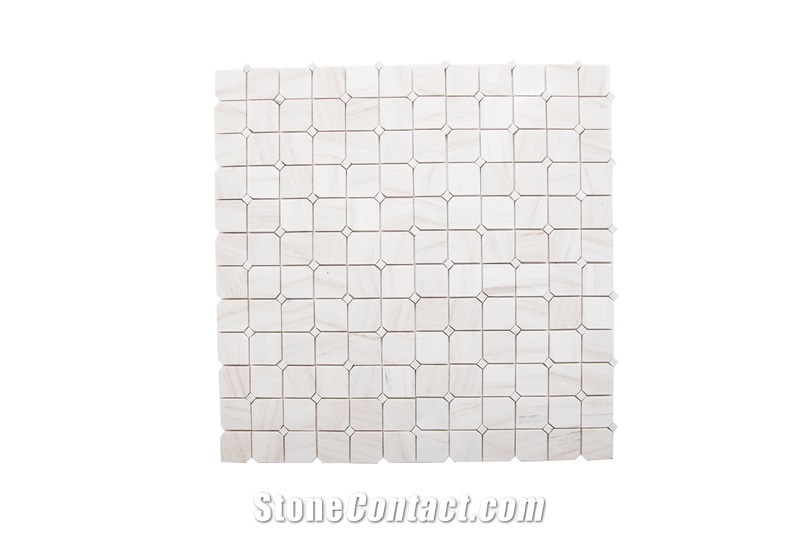 Marble Woden Vein Chipped Square Mosaic