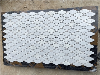 Milky White Marble Rhomebus  Mosaic Design