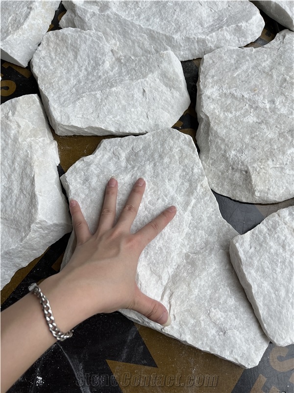 Milky White Wall Cladding Loose Stone, Ledge Stone