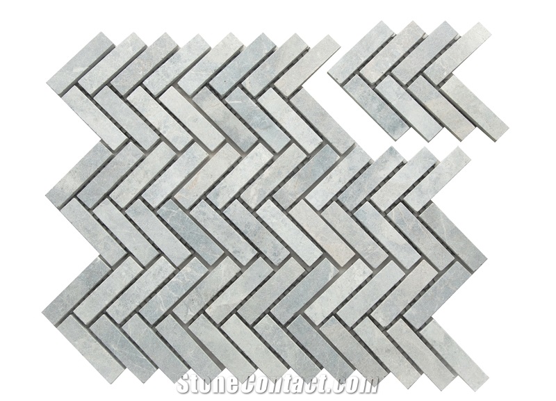 Pewter Grey Cobbles On Mesh Sandblasted And Tumbles  Veneer