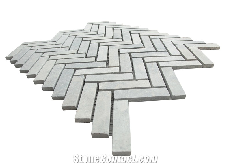 Pewter Grey Cobbles On Mesh Sandblasted And Tumbles  Veneer