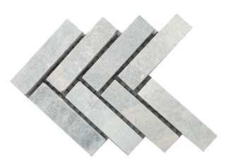 Pewter Grey Cobbles On Mesh Sandblasted And Tumbles  Veneer