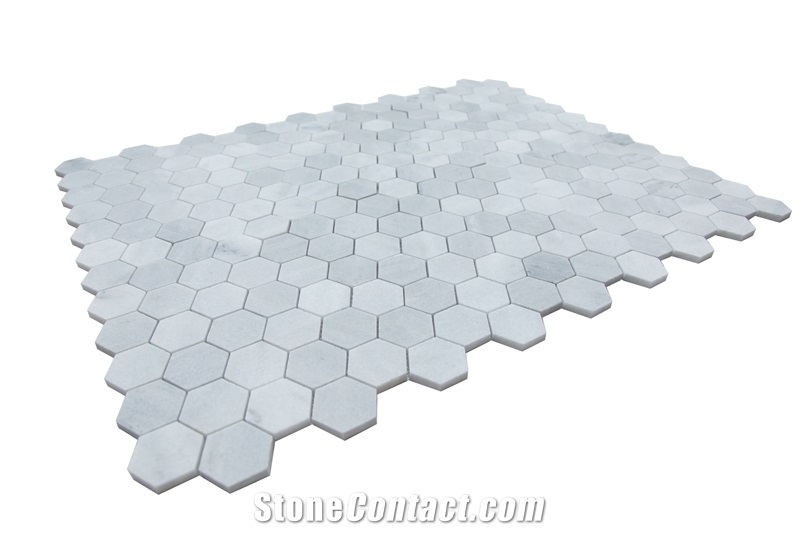 Stomy Gray Marble Hexagon Mosaic Tiles