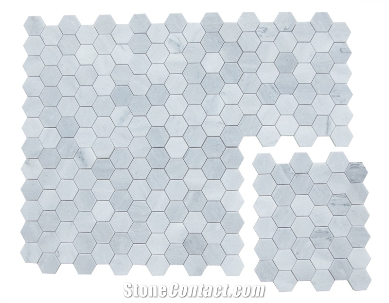 Stomy Gray Marble Hexagon Mosaic Tiles