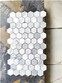Stomy Gray Marble Hexagon Mosaic Tiles