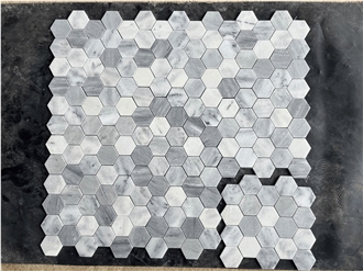 Stomy Gray Marble Hexagon Mosaic Tiles