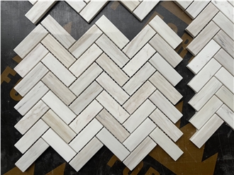 Valentino Marble Mosaic Polished Herringbone  Tiles 12X12''